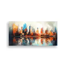 GENERICO - Cuadro Abstracto Composición Dinámica De Ciudades 160x80cm