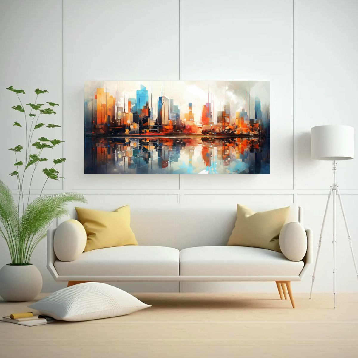 GENERICO - Cuadro Abstracto Composición Dinámica De Ciudades 160x80cm