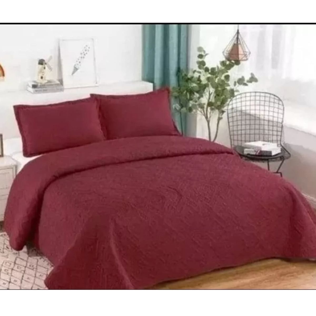 GENERICO - Cubrecama Quilt De Verano King Lisos Color Burdeo