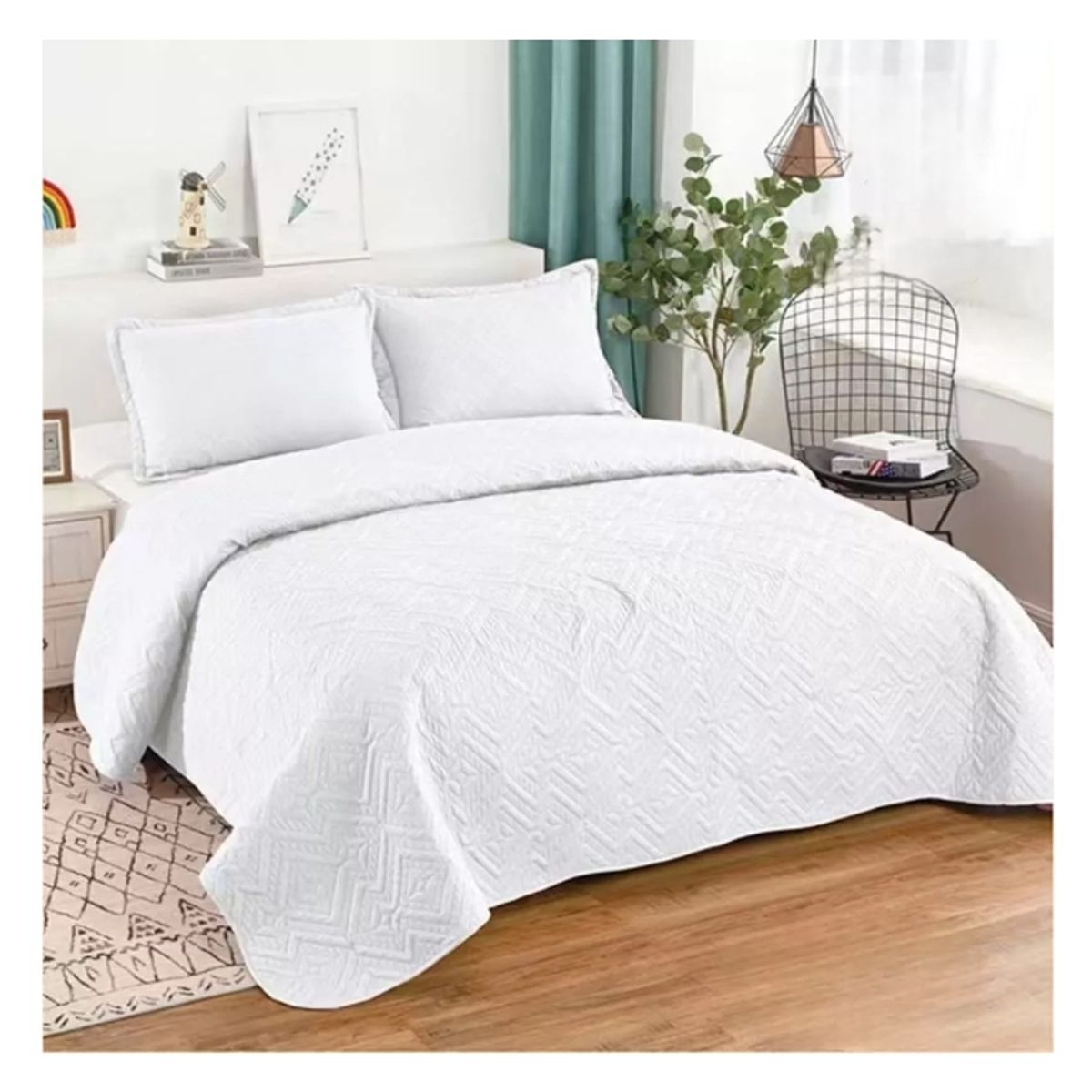 GENERICO - Cubrecama Quilt De Verano King Lisos Color Blanco