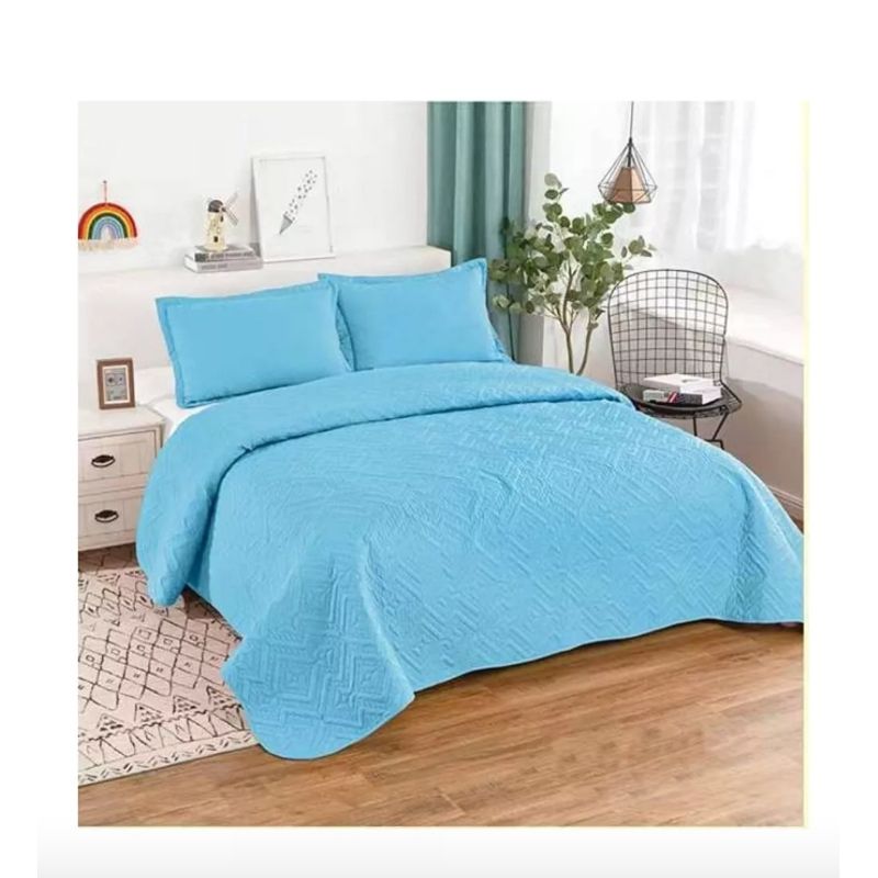 GENERICO - Cubrecama Quilt De Verano King Lisos Color Celeste