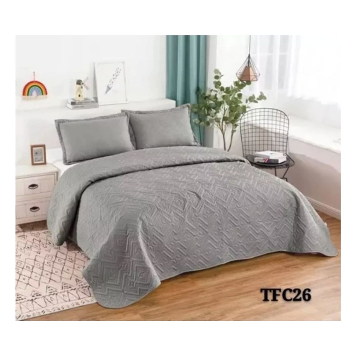 GENERICO - Cubrecama Quilt De Verano King Lisos Color Gris