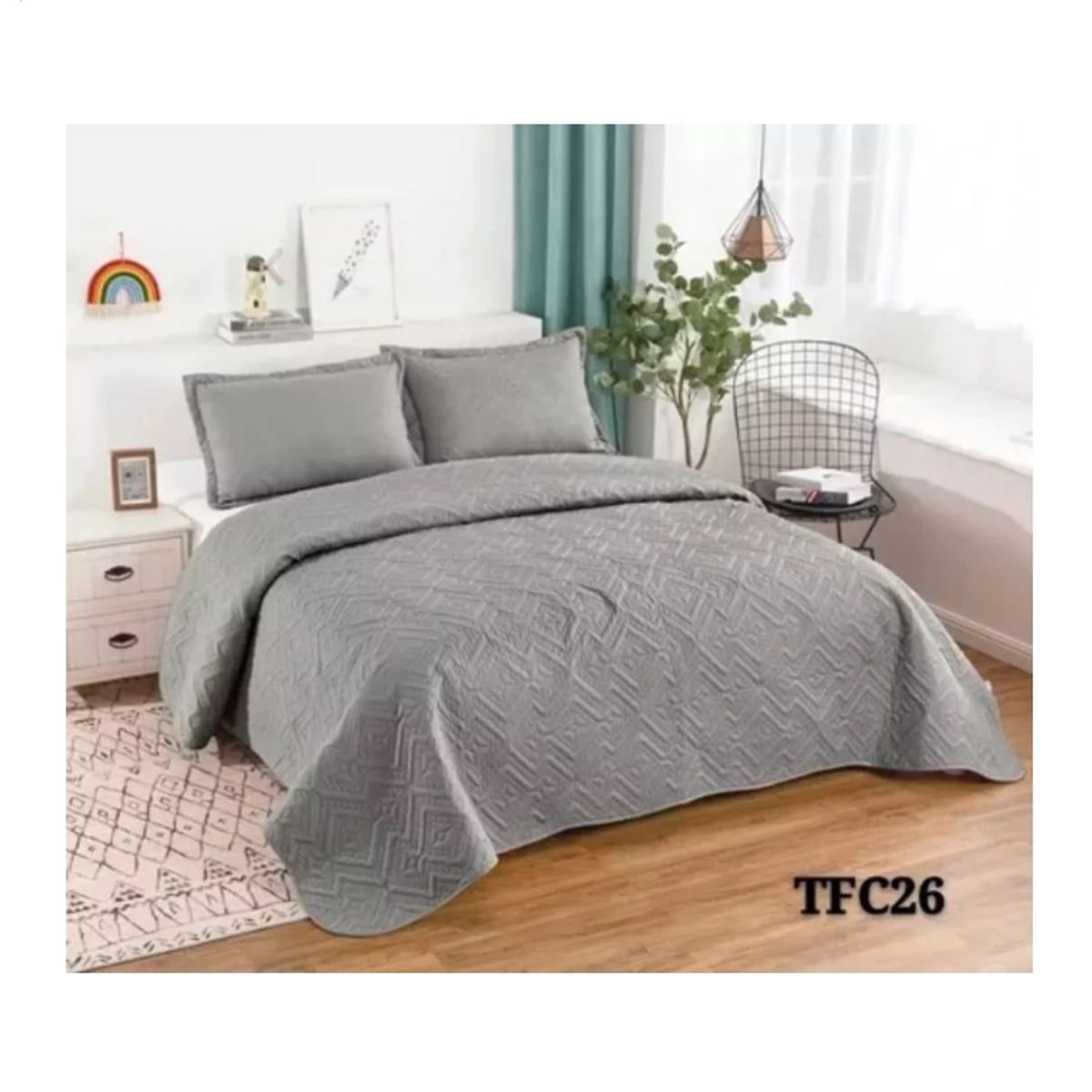 GENERICO - Cubrecama Quilt De Verano King Lisos Color Gris