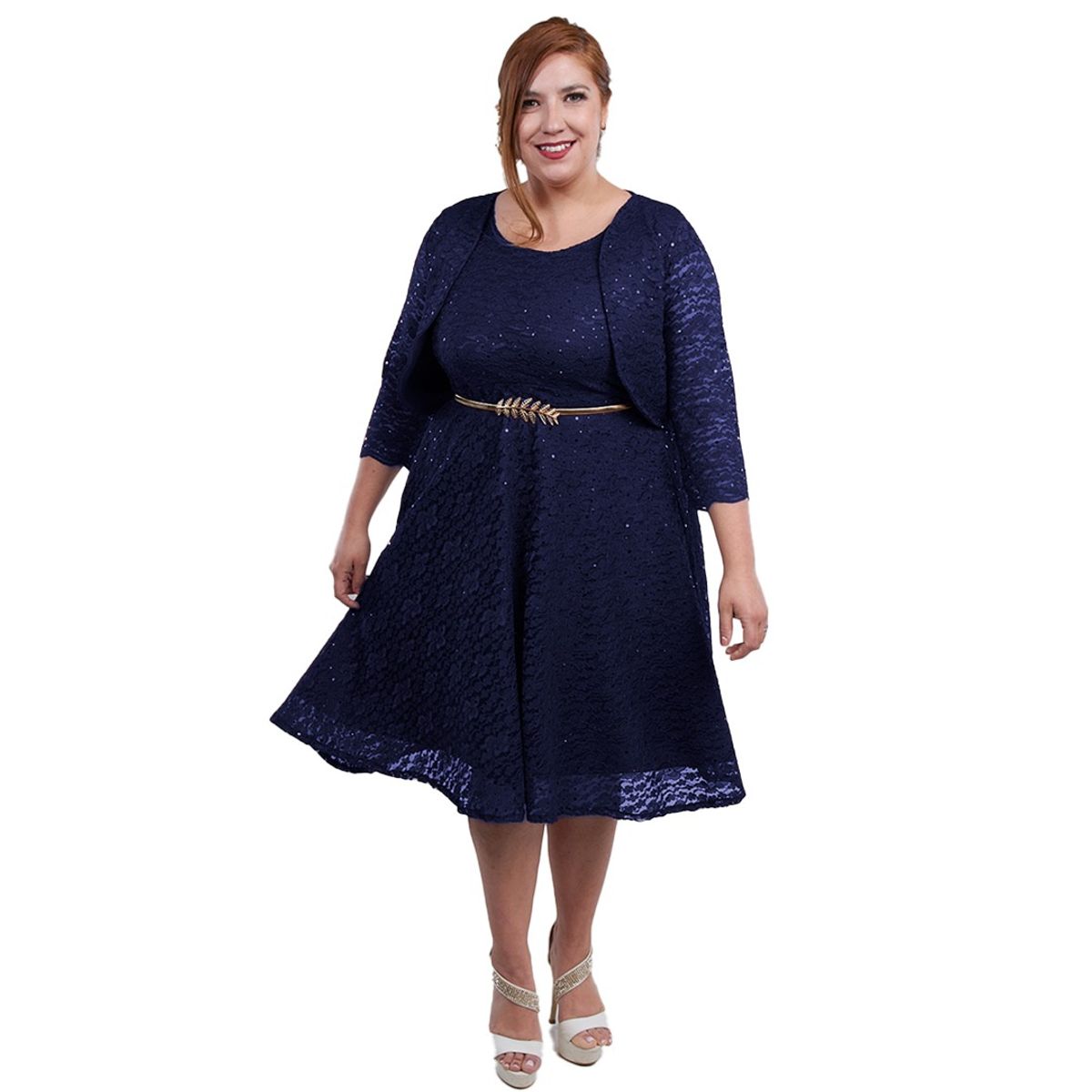 GENERICO - VESTIDO DE FIESTA TODO DE ENCAJE IDEAL PARA CÓCTEL BODAGRADUACION
