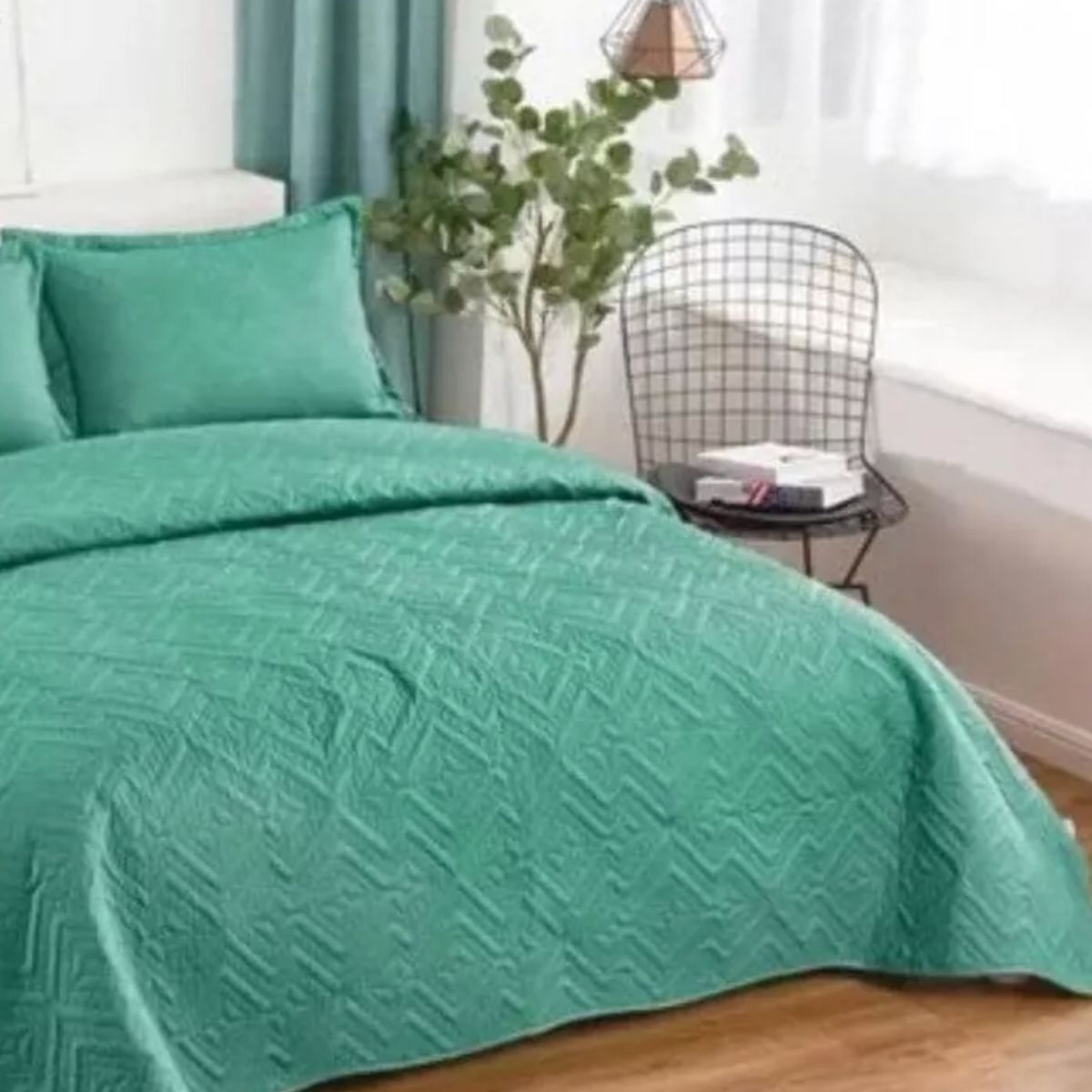 GENERICO - Cubrecama Quilt De Verano King Lisos Color Turquesa