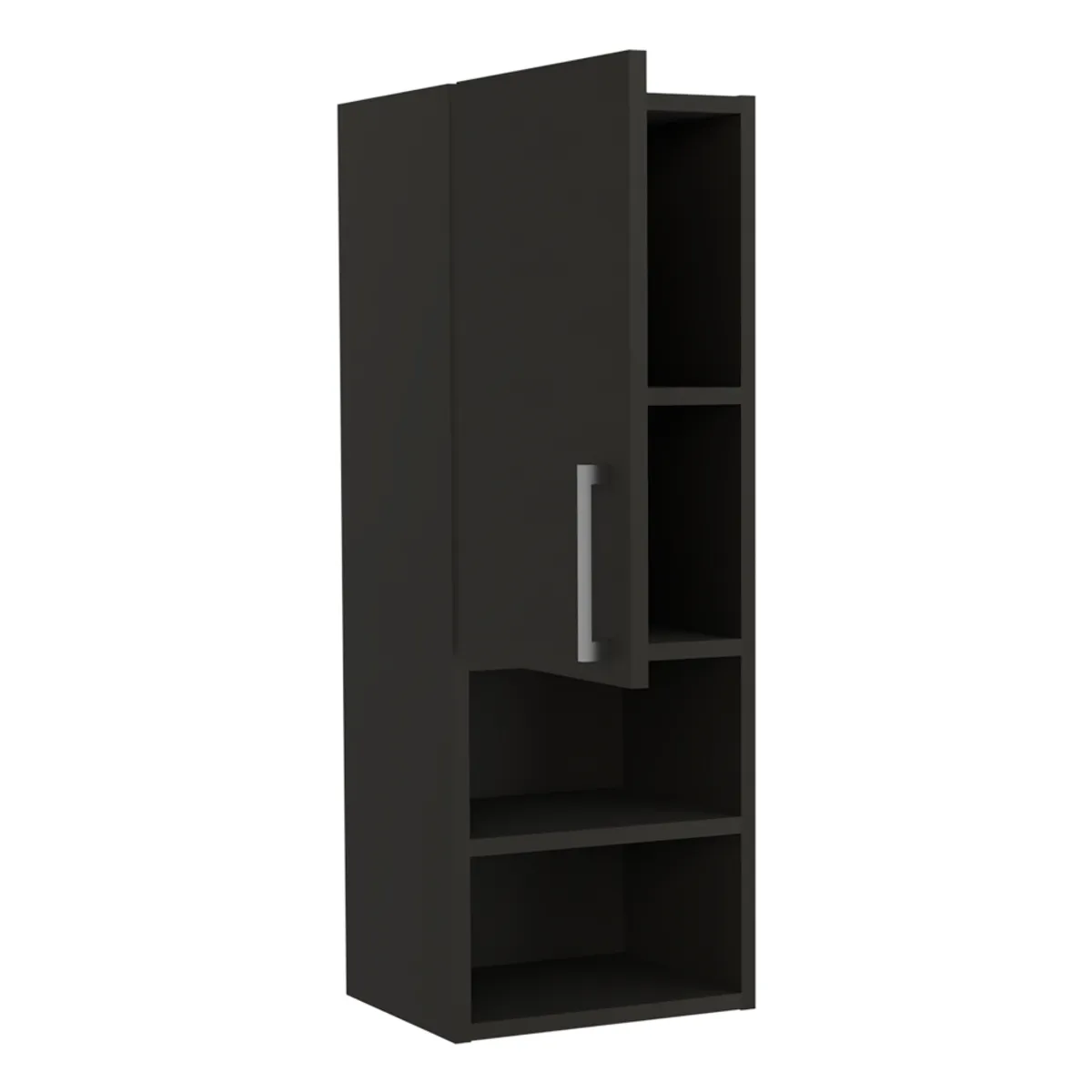 FMFURNITURE - Mueble Auxiliar Baño 1 Puerta - Negro 81.5x30x25.5 cm