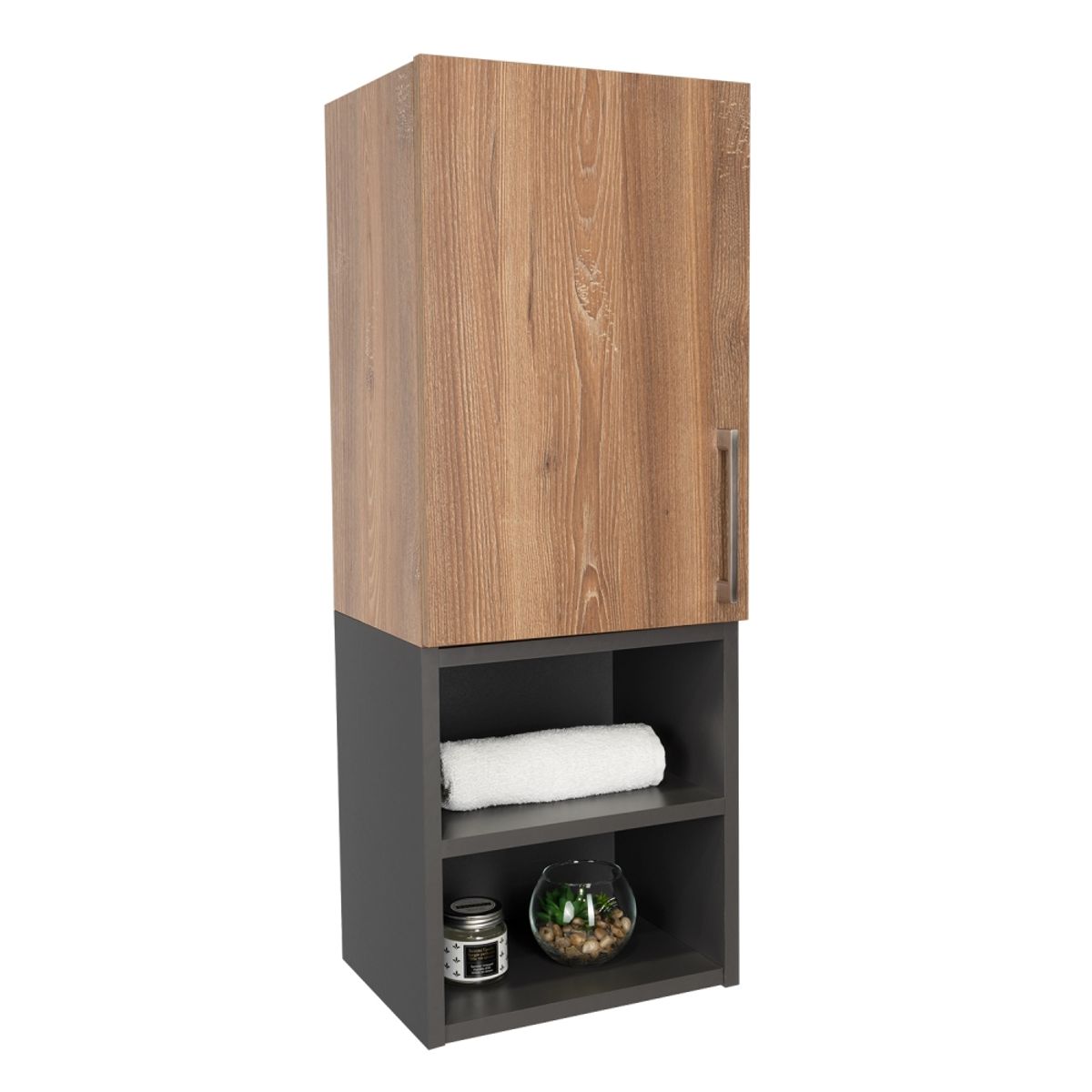 FMFURNITURE - Mueble Auxiliar De Baño Muro - Café claro 80.2x30x25 cm
