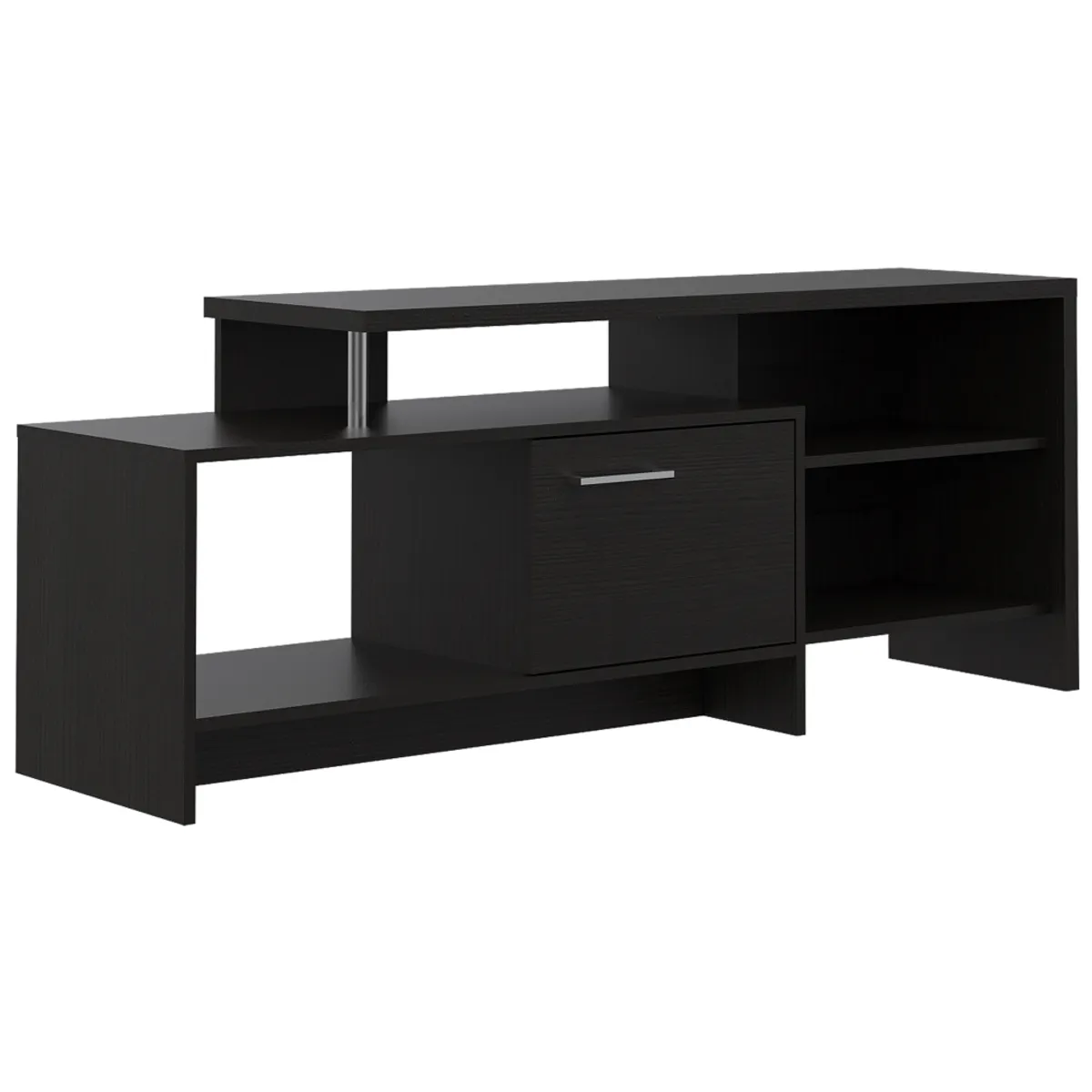 FMFURNITURE - Rack TV 49" Con 1 Puerta 3 Repisas Fm-026N - Negro