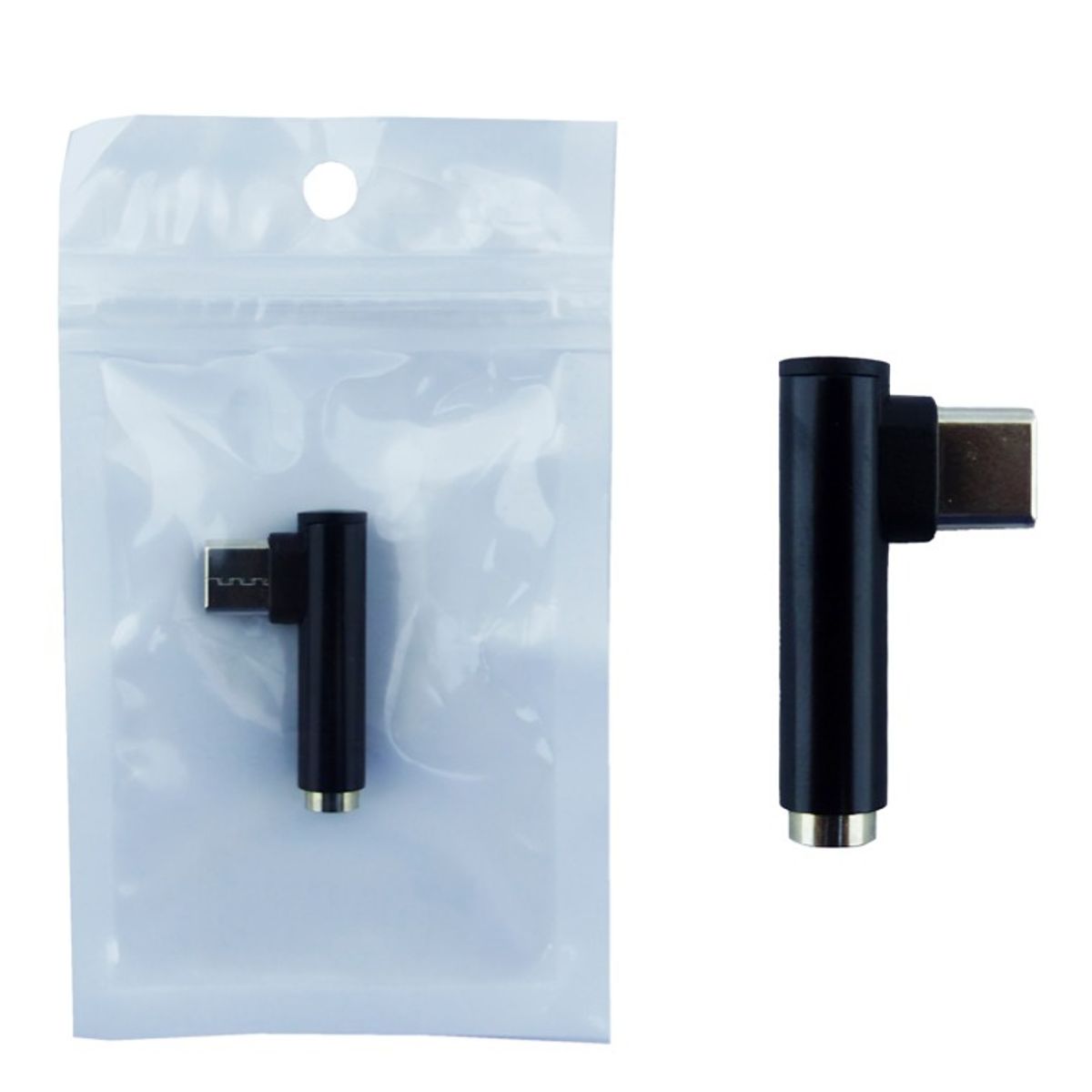 OEM - SET X 2 ADAPTADOR TYPE-C A JACK 3.5 CURVO PARA AUDIO