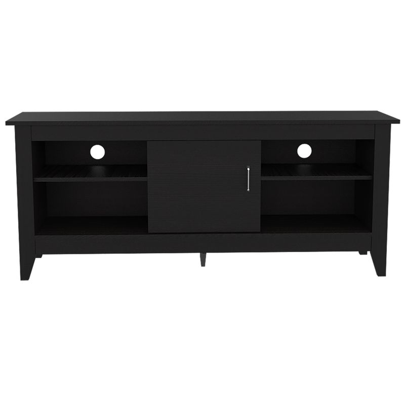 FMFURNITURE - Rack TV 65" Con 1 Puerta Y 4 Repisas Fm-005N Negro
