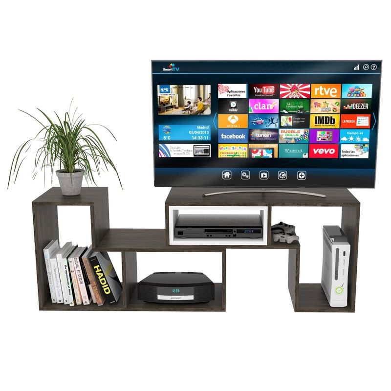 FMFURNITURE - Rack TV 40" Extensible Fm-001O - Cafe Oscuro / Blanco