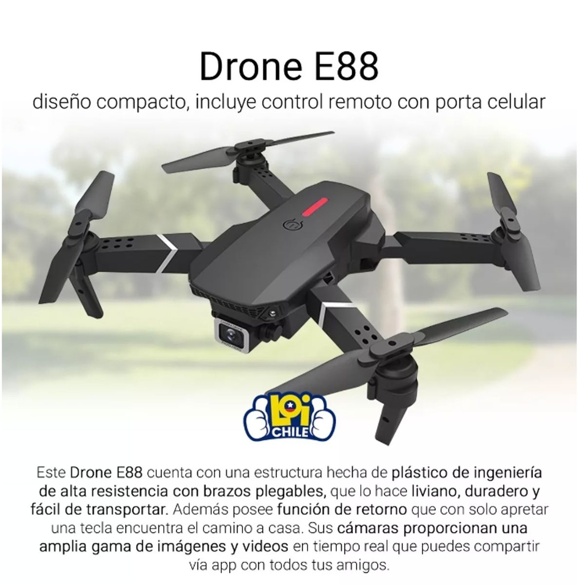 GENERICO - Drone Con Cámara Dual Hd E88 Wifi 3 Baterías
