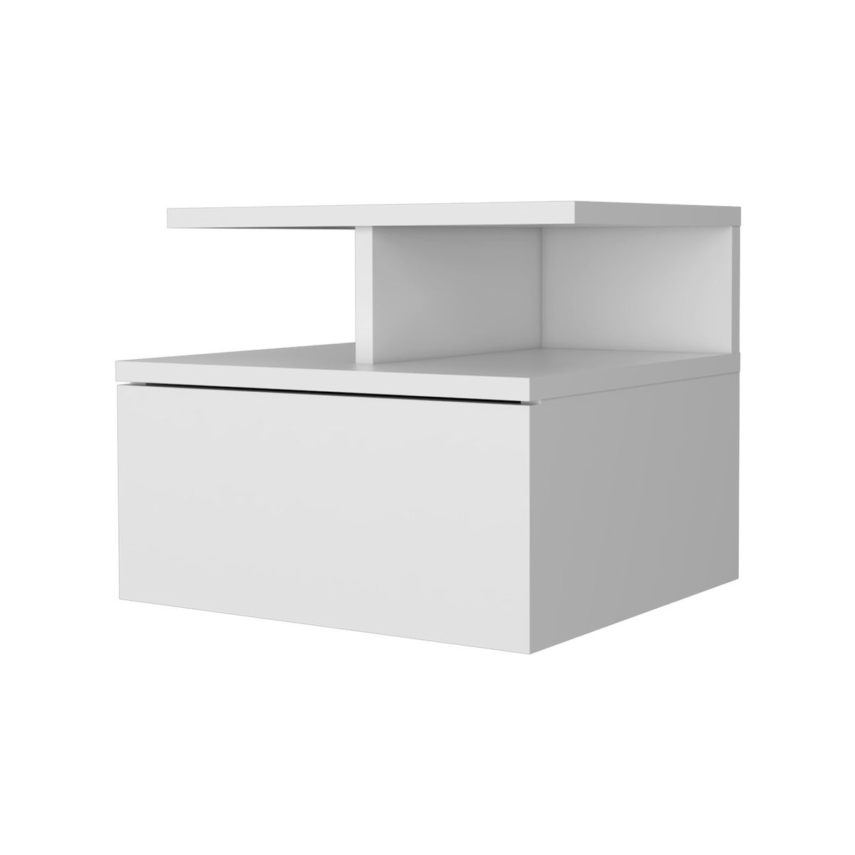 FMFURNITURE - Velador Flotante 1 Cajón - Blanco 29.5x35.6x33.6 cm