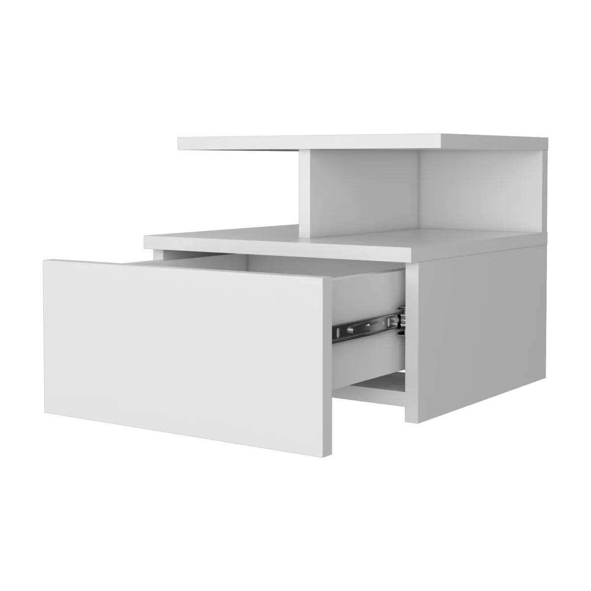 FMFURNITURE - Velador Flotante 1 Cajón - Blanco 29.5x35.6x33.6 cm