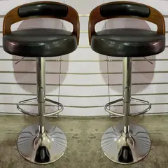 ARTIHOGAR - Pack 2 Sillas Bar Taburete Madera Redonda Ecocuero Boscco