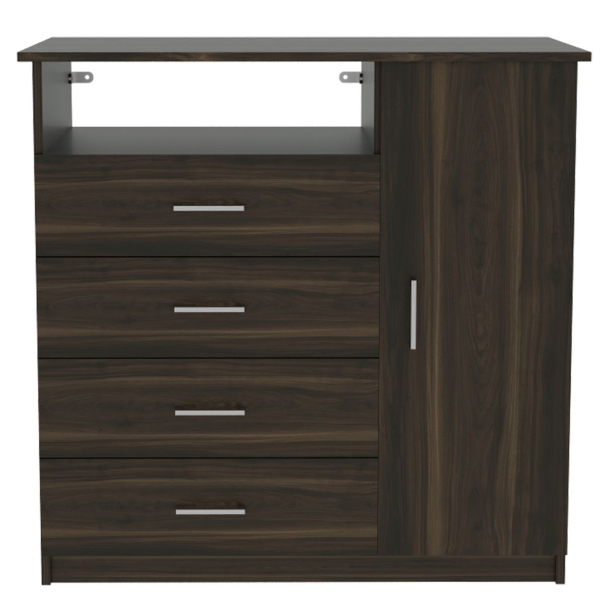 FMFURNITURE - Comoda TV40" 4 Cajones 1 Puerta - Café Oscuro 88.6x91x45.8 cm…