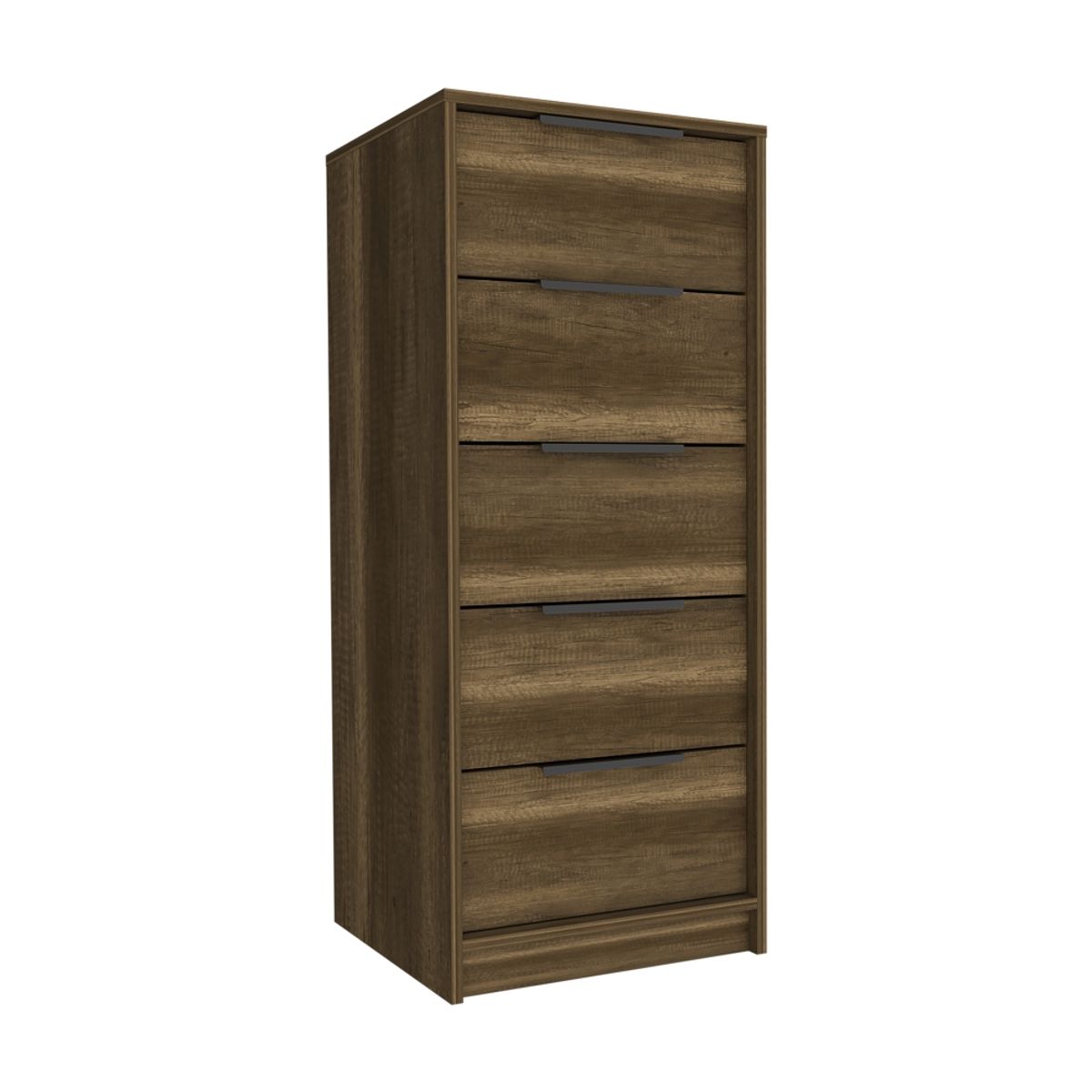 FMFURNITURE - Comoda 5 Cajones - Café Oscuro y Negro 107.8x45x41.3 cm…