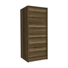 FMFURNITURE - Comoda 5 Cajones - Café Oscuro y Negro 107.8x45x41.3 cm