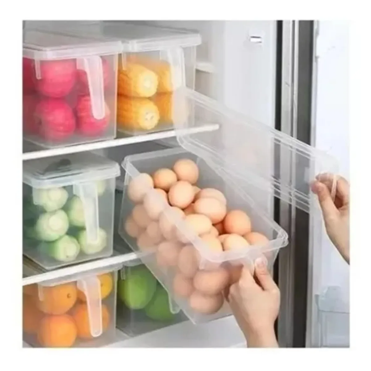 GENERICO - Organizador Refrigerador Transparente Con Tapa Y Mango
