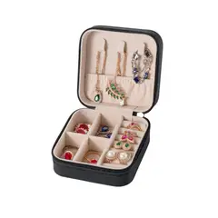 SANTU HOME & DECO - Joyero para Viaje Cuerina Negro