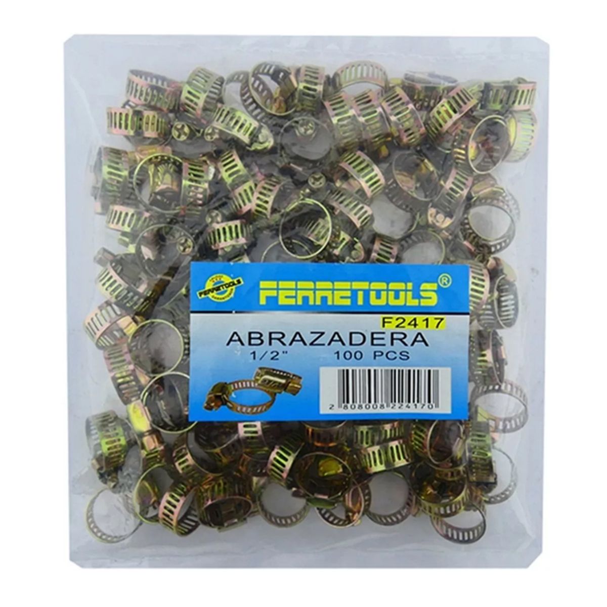 GENERICO - Set Abrazaderas 1/2 Metalicas Manguera Jardin - 100 Unidades