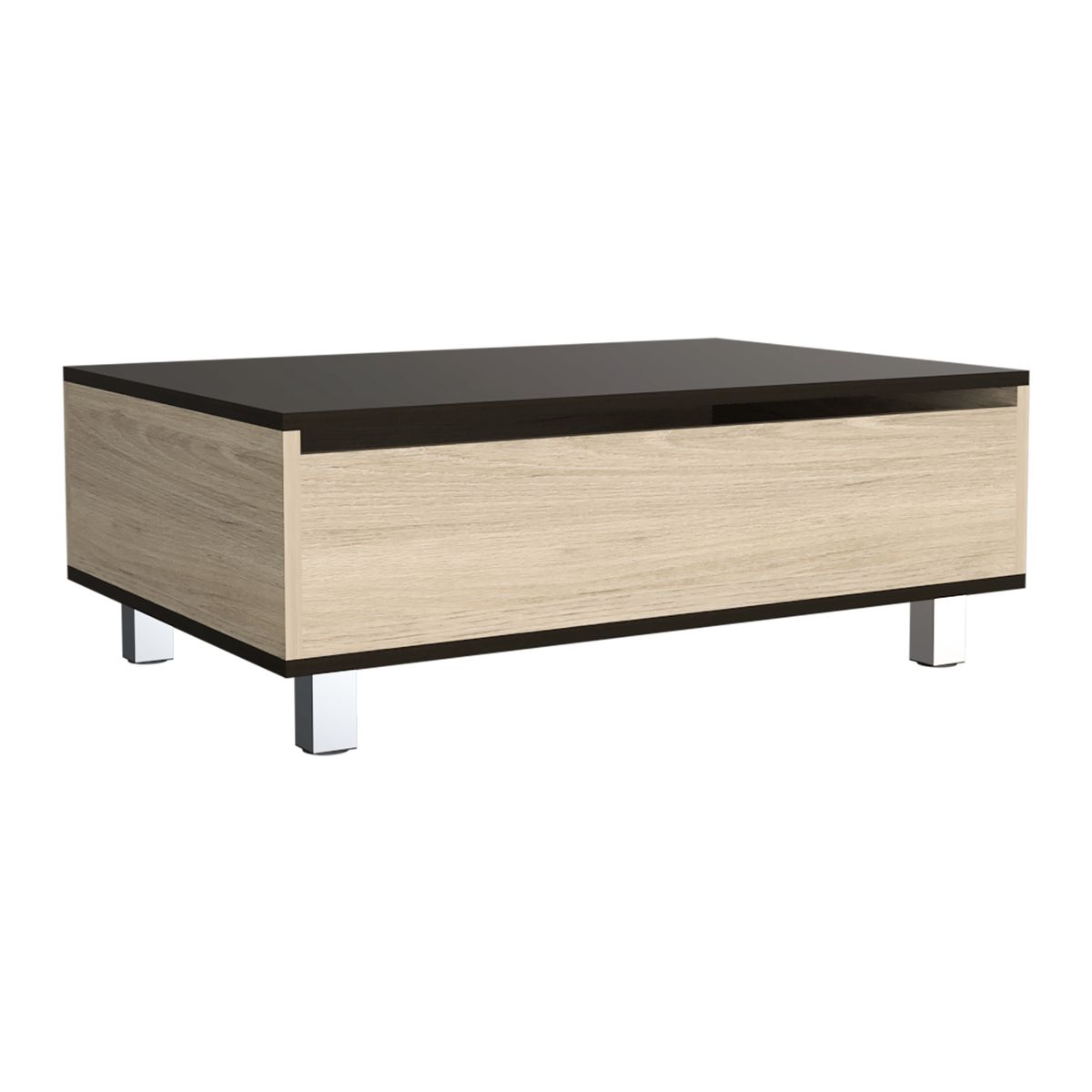 FMFURNITURE - Mesa Funcional Extensible - Café Claro y Negro 43.3x80x54.5 cm