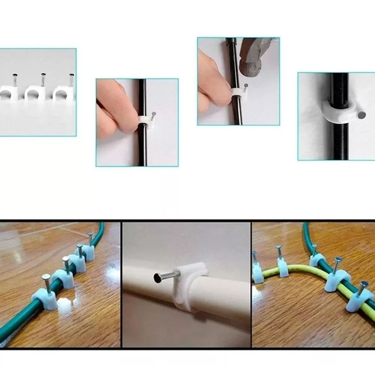 GENERICO - Grapa Grampa Rg6 Cable 8mm Blanco 100 Unidades Toolmak