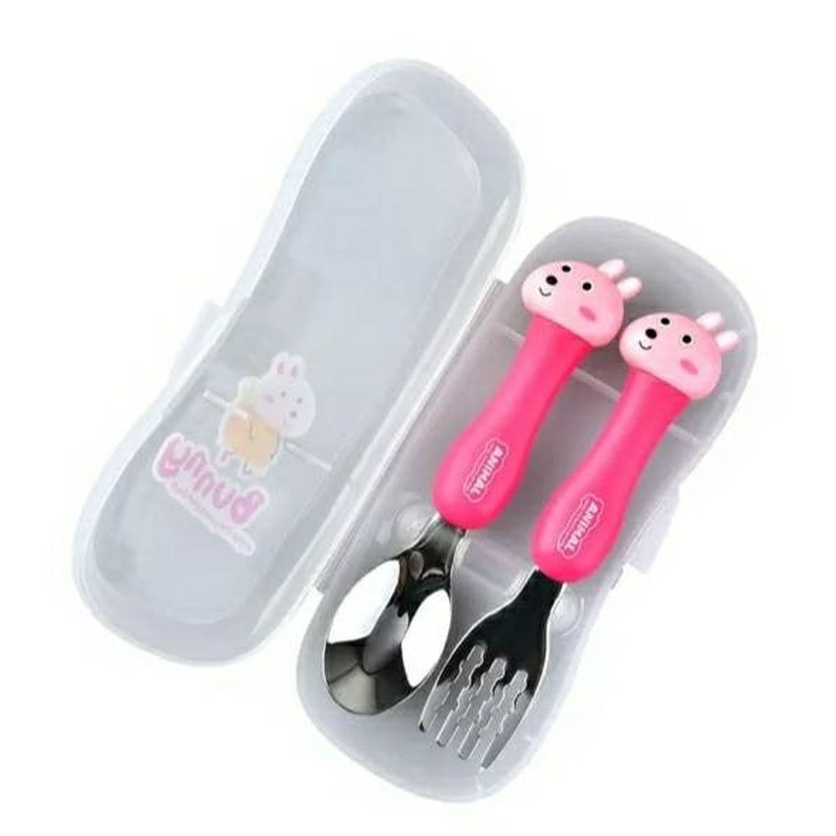 GENERICO - Caja cuchara y tenedor lindo de inoxidable para niños