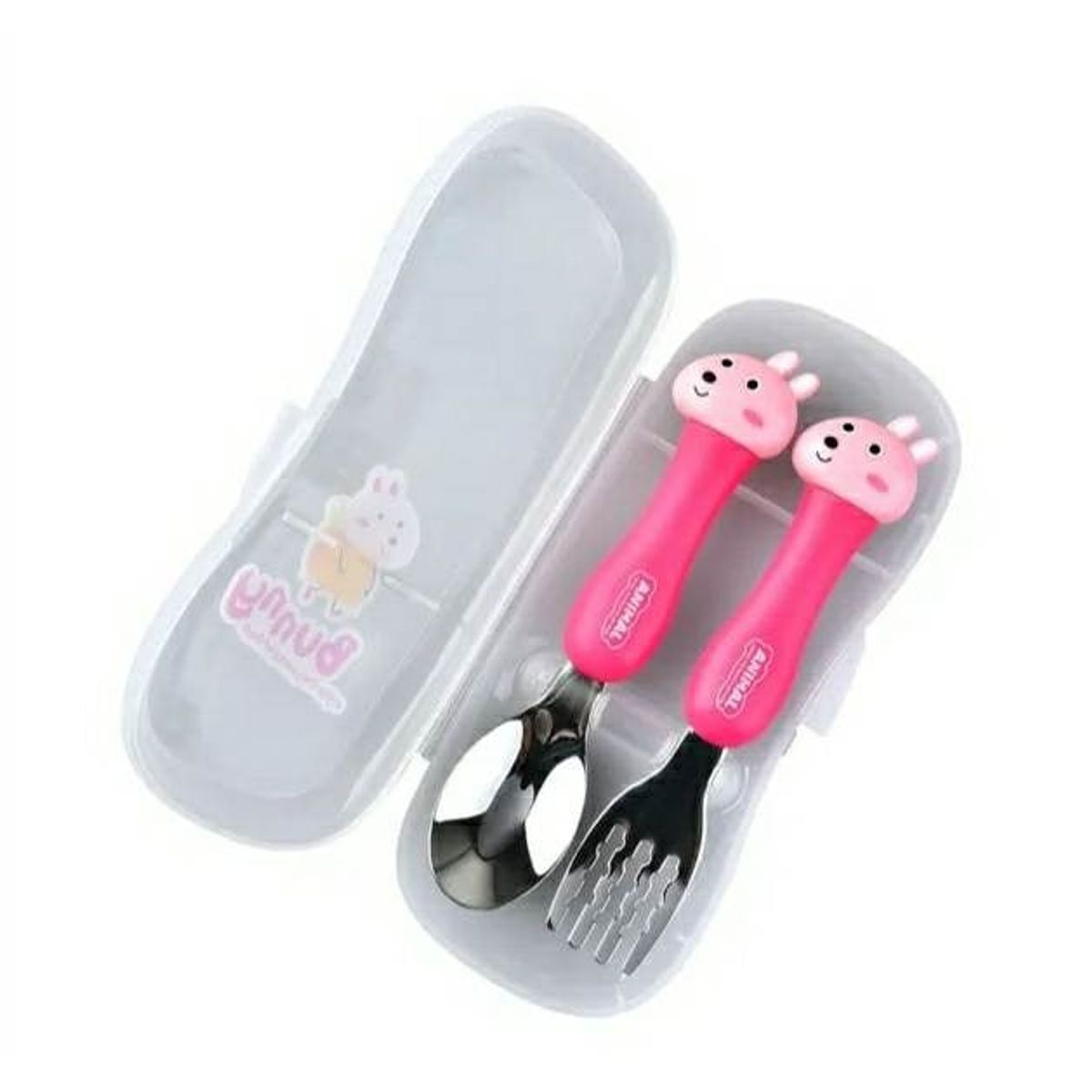 GENERICO - Caja cuchara y tenedor lindo de inoxidable para niños