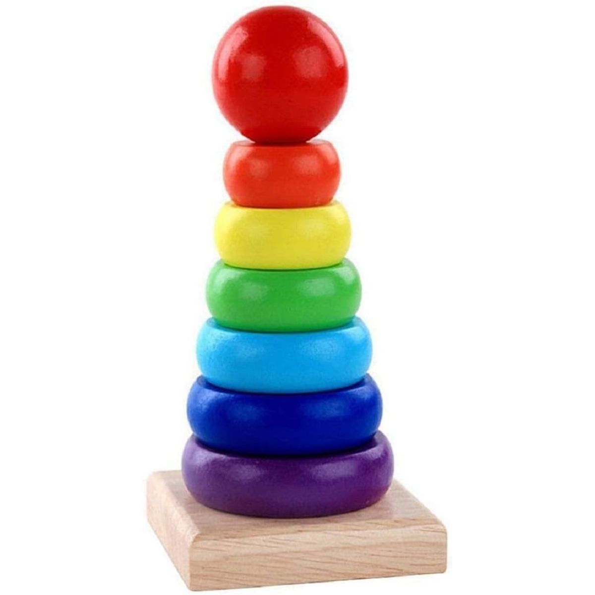 GENERICO - Torre Encaje Montessori Madera Arco Iris Toy Para Niños