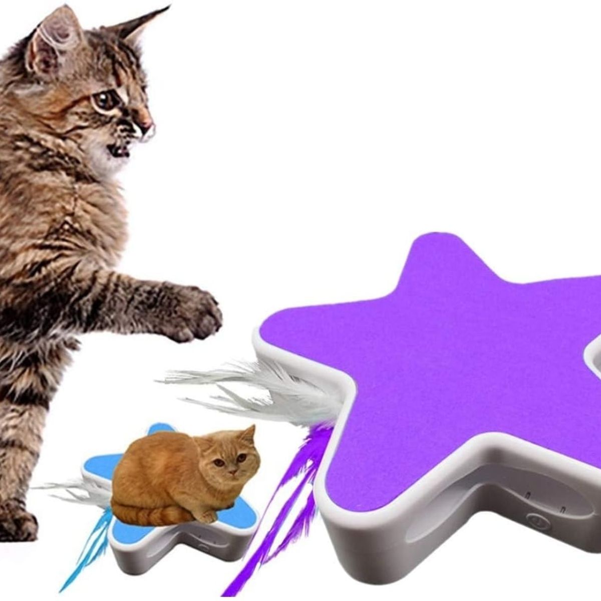 GENERICO - Juguete Con Plumas Giratorio Para Gatos.