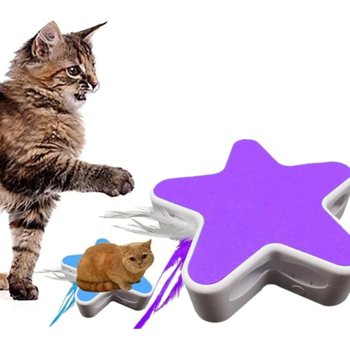 GENERICO - Juguete Con Plumas Giratorio Para Gatos.