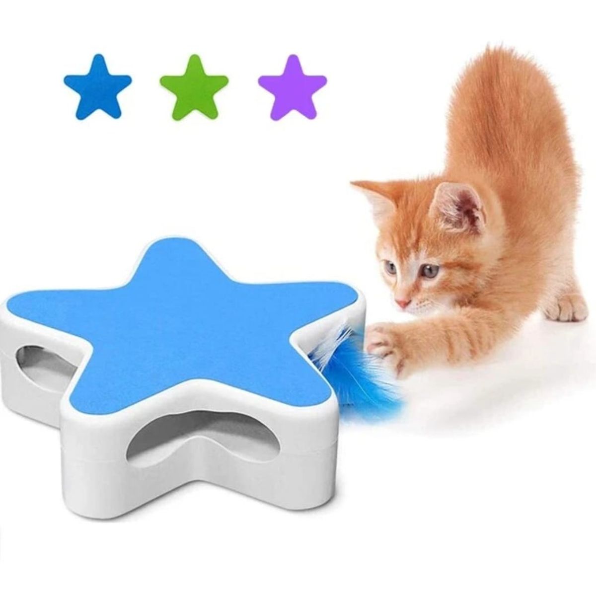 GENERICO - Juguete Con Plumas Giratorio Para Gatos.