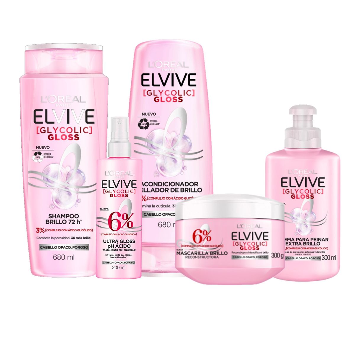 ELVIVE - Pack Rutina Completa Elvive Glyco Gloss  72hr Brillo y Suavidad