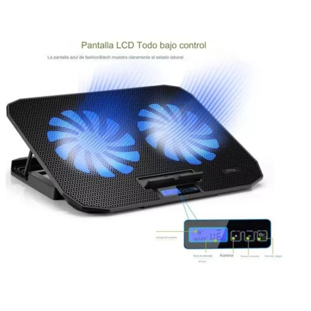 OFERTABKN - Base Soporte Para Notebook 2 Ventiladores /6 Velocidades Led