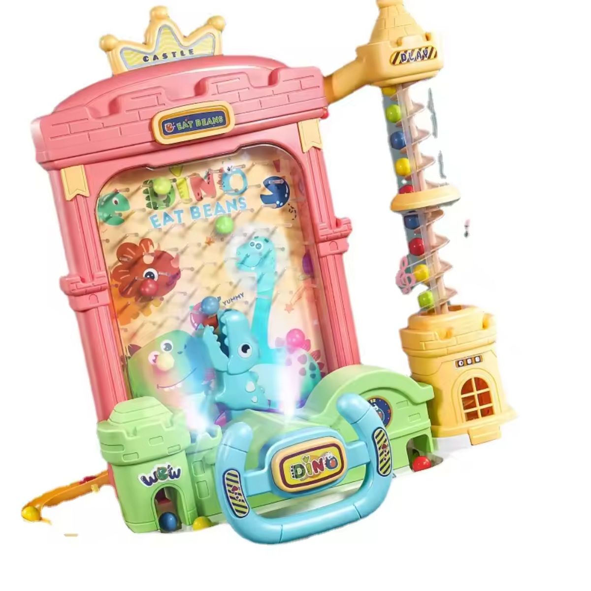 SPACEZAT - Dino-Laberinto Juego de Agarrar Bolitas Luces y Sonidos Rosa