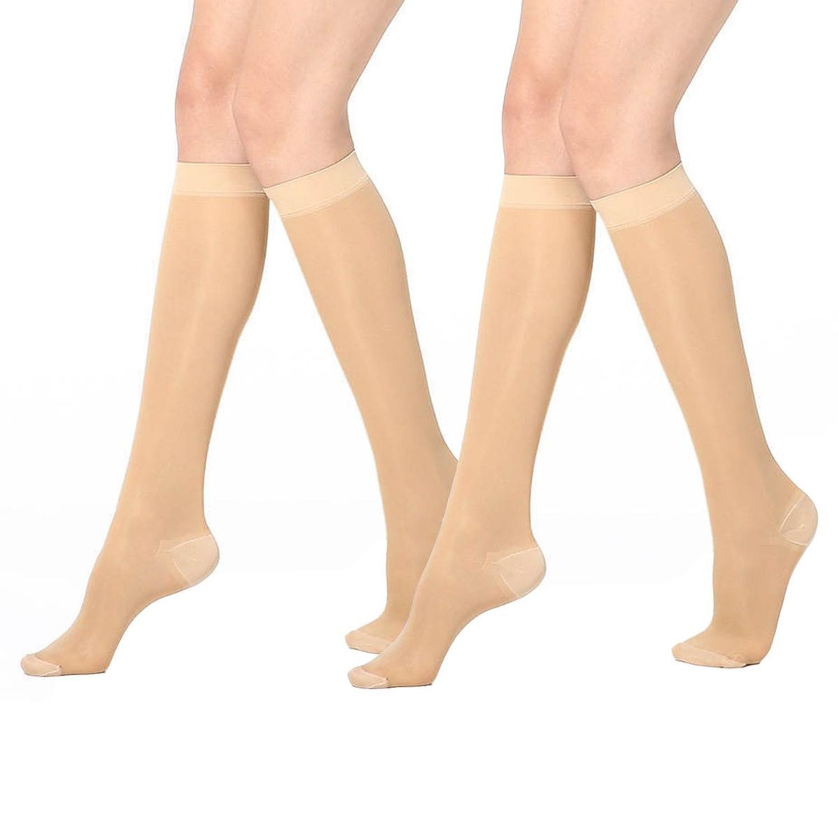 VITALIA TECHNOLOGY - Medias Calcetines de Compresion Unisex Pack 2 Vitala - Beige - L/XL