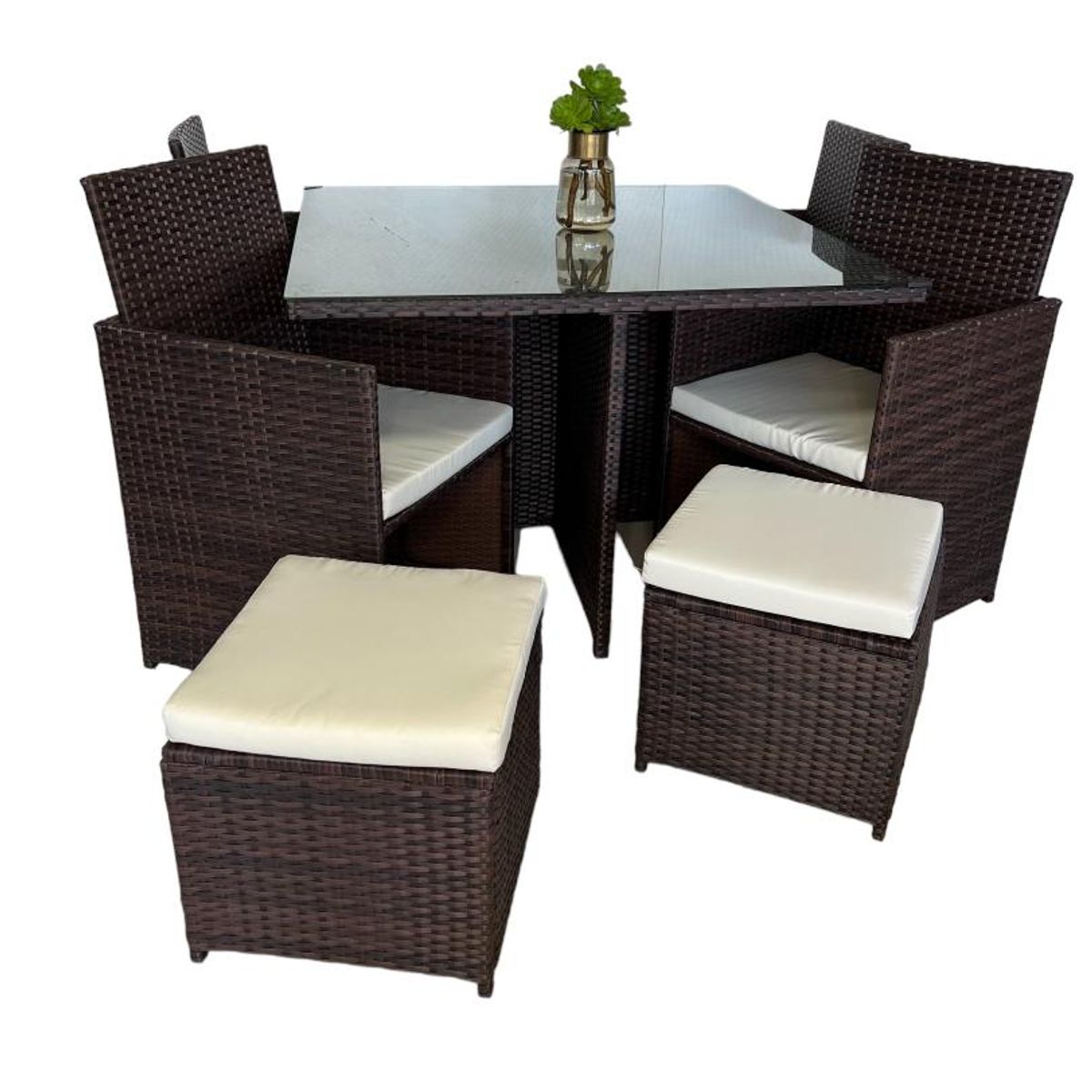 SPAZZIO - Comedor terraza Fuy 9 piezas café