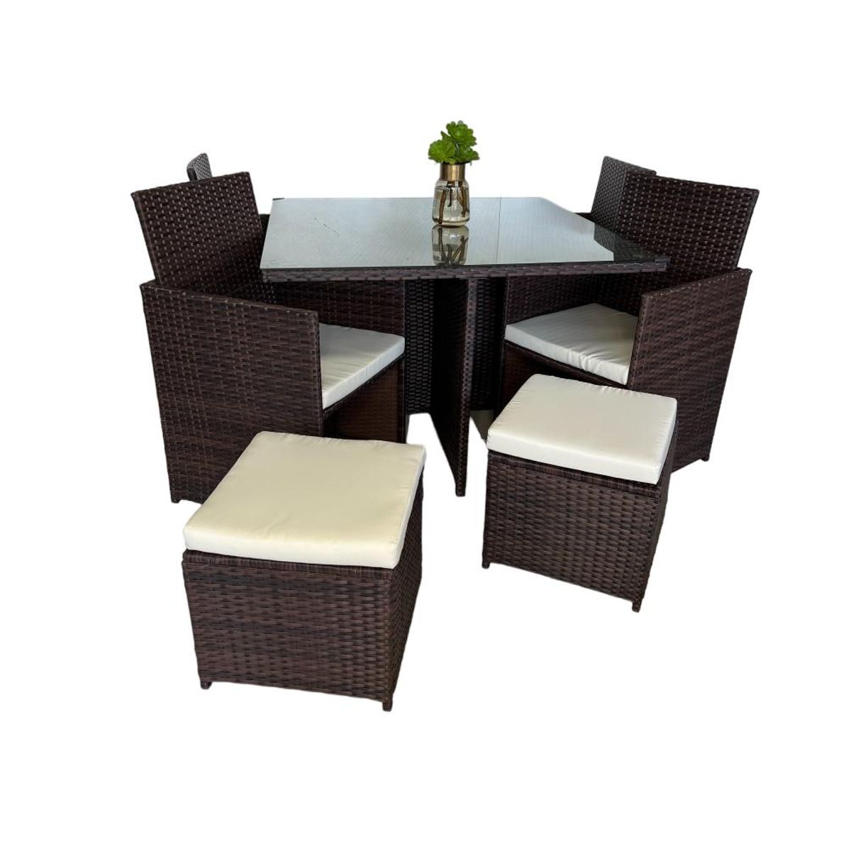 SPAZZIO - Comedor terraza Fuy 9 piezas café