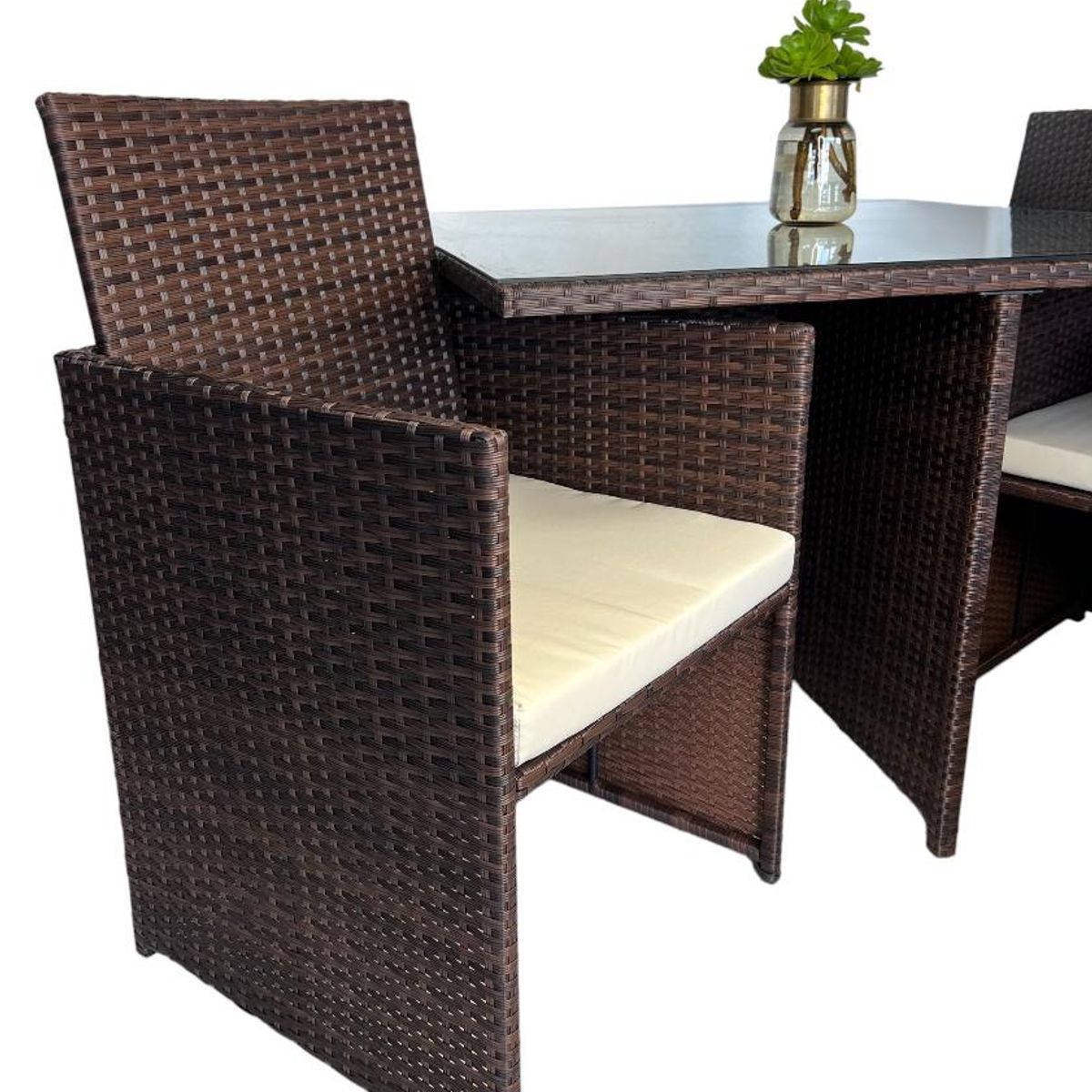 SPAZZIO - Comedor terraza Fuy 9 piezas café