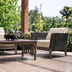SPAZZIO - Set living terraza RÍO 4 piezas 2-1-1 café mate