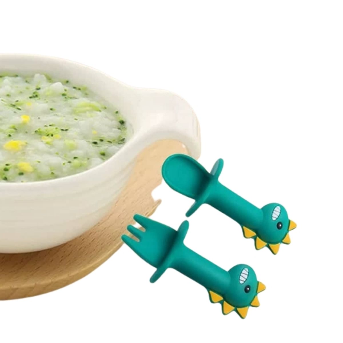 GENERICO - Set cuchara y tenedor lindo de goma para bebe