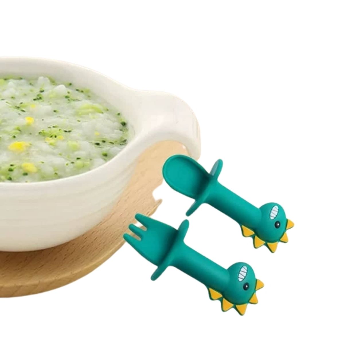 GENERICO - Set cuchara y tenedor lindo de goma para bebe