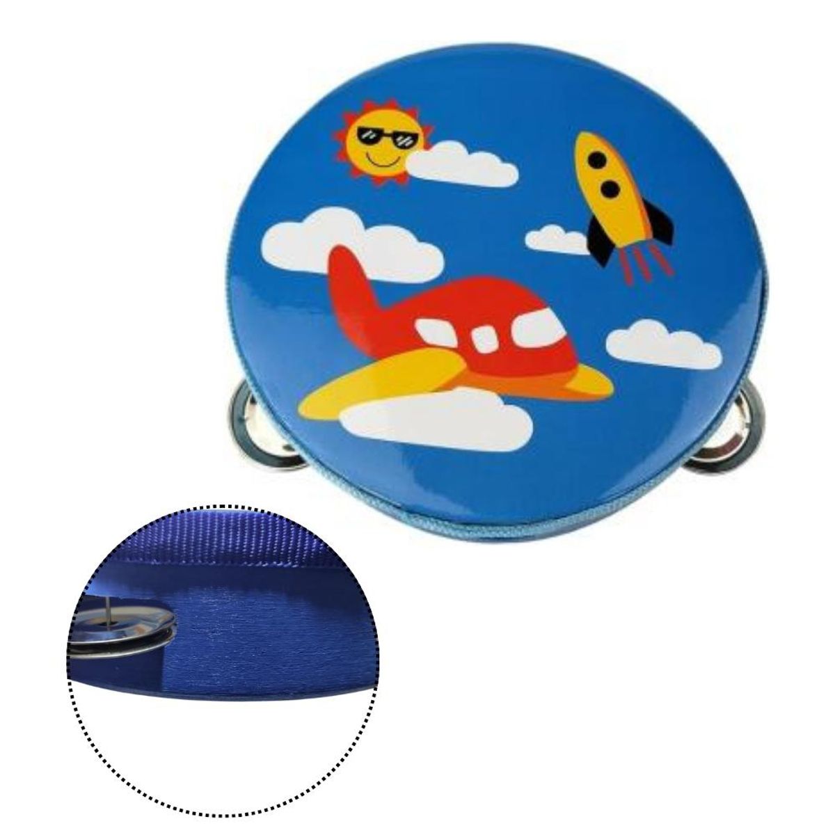 ARTIDIX - Pandero musical infantil color celeste diseño PB-C8