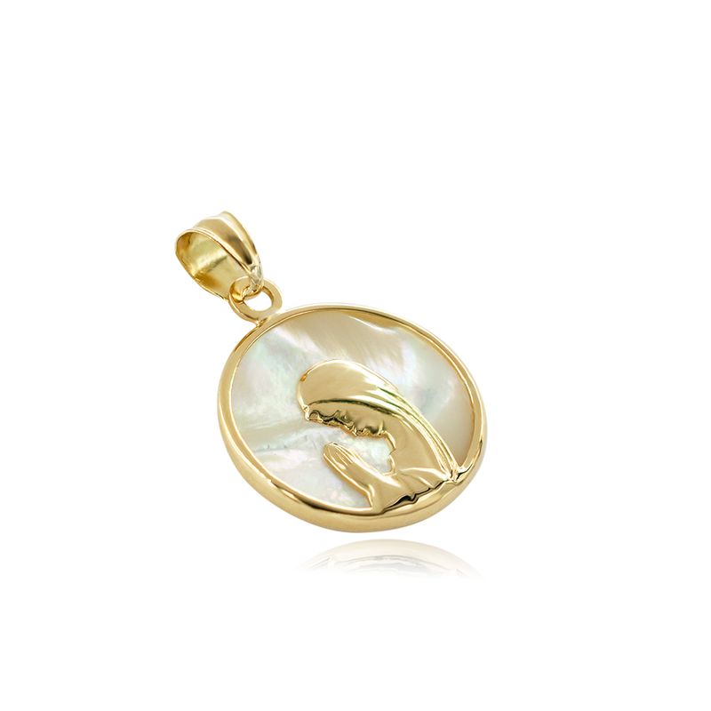 ELLA JOYAS - Medalla Virgen Niña Oro 18k Nacar - Ovalada