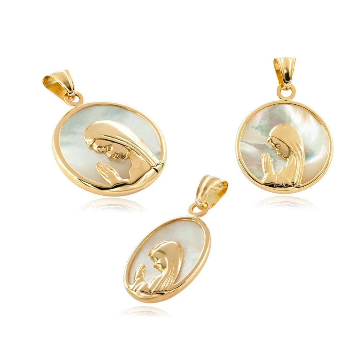 ELLA JOYAS - Medalla Virgen Niña Oro 18k Nacar - Ovalada