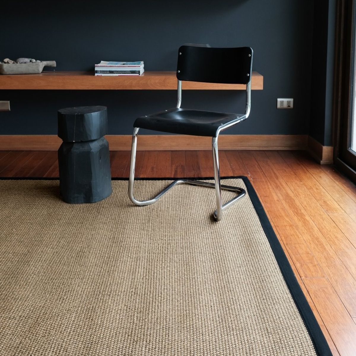 GENERICO - Alfombra Sisal Natural Borde Negro 170x240 cm KF731