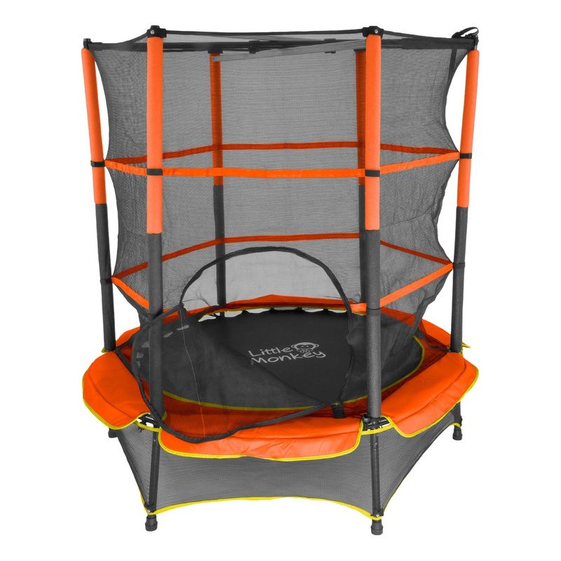 LITTLE MONKEY - Cama Elástica 14M Niños Infantil Malla Protectora Naranja