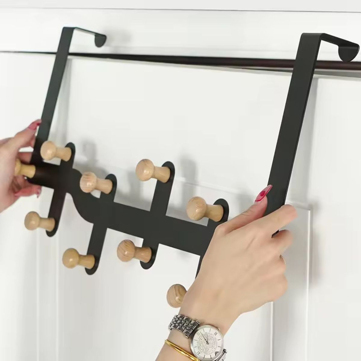 SANTU HOME & DECO - Perchero para Puerta 10 Ganchos Negro