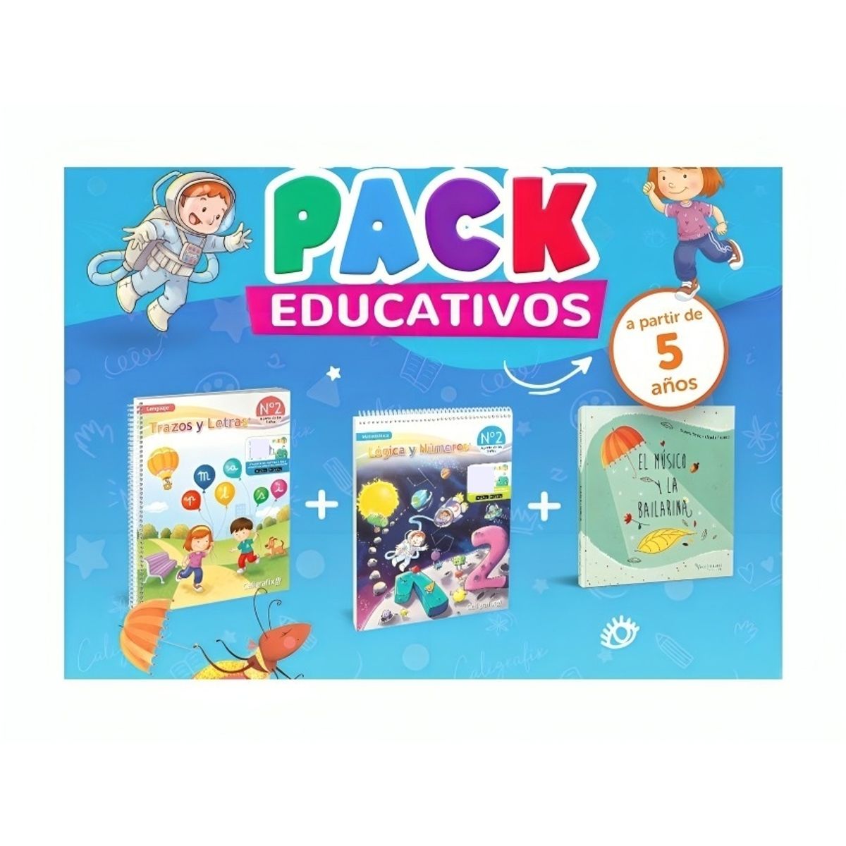 TOP10BOOKS - TEXTO Pack Kinder Trazos Y Letras 2 + Lógica Y Números 2 + El Músico Y La
